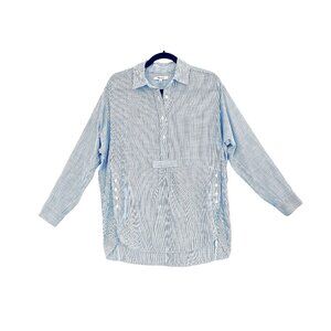 Madewell Blue White Striped Popover Top